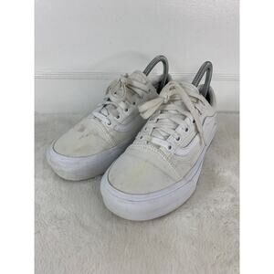 Vans Old Skool white Platform Shoes Women's Size 7 Canvas Sneakers